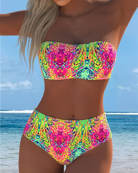 Bikini Bandeloos Kleur Print