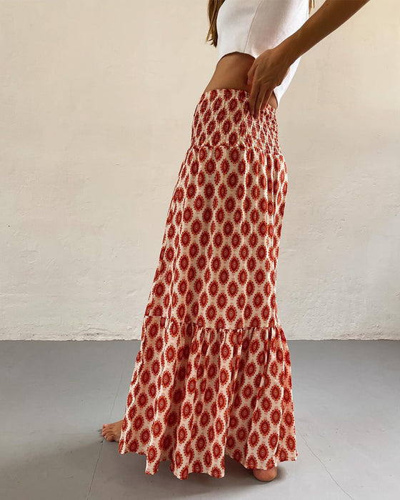 Geplooide, bedrukte elegante rok