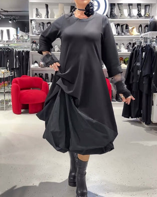 Jurk effen kleur modieus patchwork