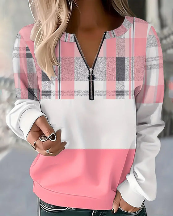 Sweatshirt Casual Geruit Contrastkleur