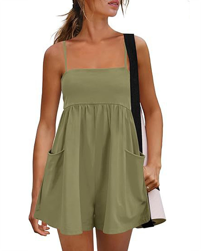 Jumpsuit Effen Kleur Bretels Breed Been