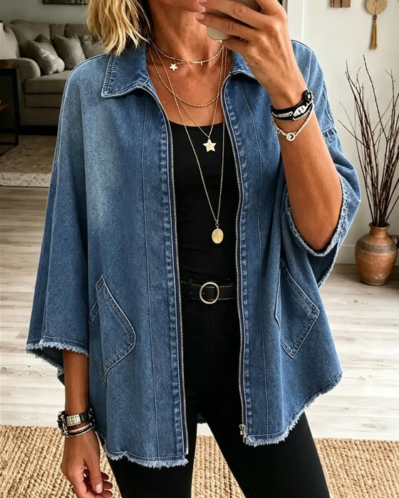 Jas Reverse Rits Franje Denim