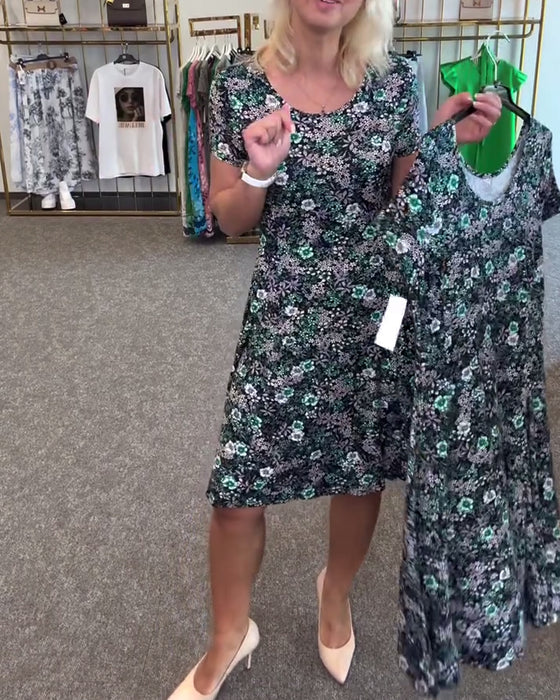 Jurk Stijlvol Smalle Taille Gedrukt