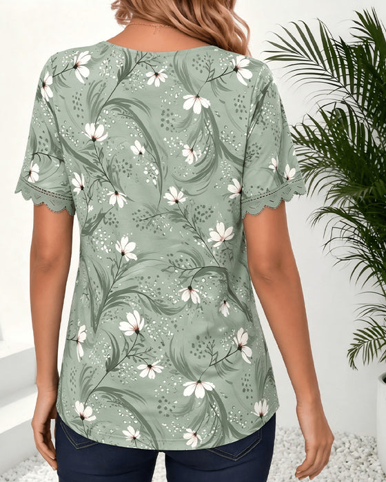 T-Shirt Nep Laag Golf Ruffle Print