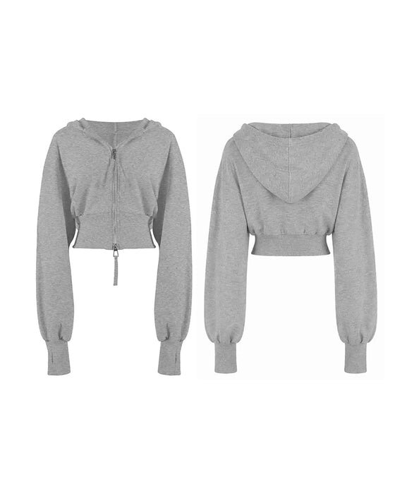 Jas Dubbele Rits Korte Capuchon Sweatshirt