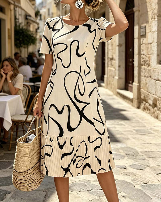 Jurk Casual Print Korte Mouwen