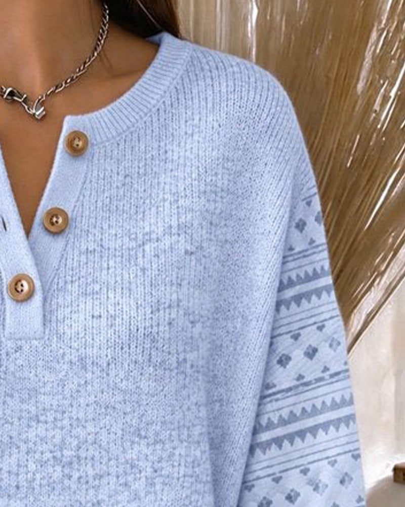 Sweatshirt Ronde Hals Geknoopt Gestreept Loose