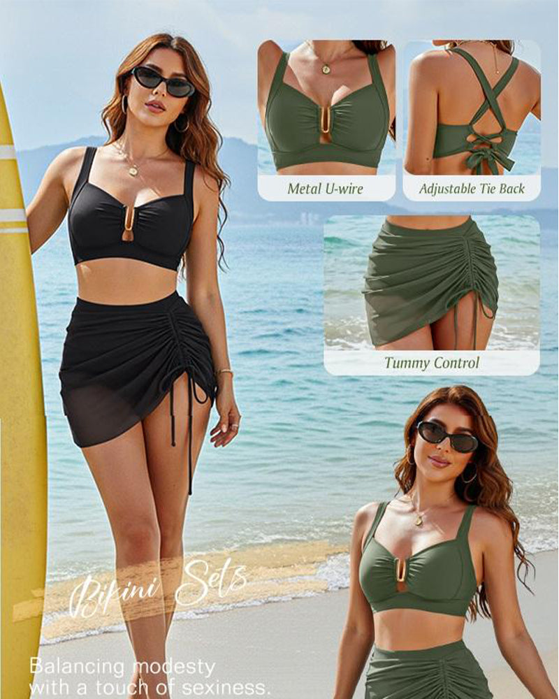 Bikini Vakantie Effen Kleur Vetersluiting
