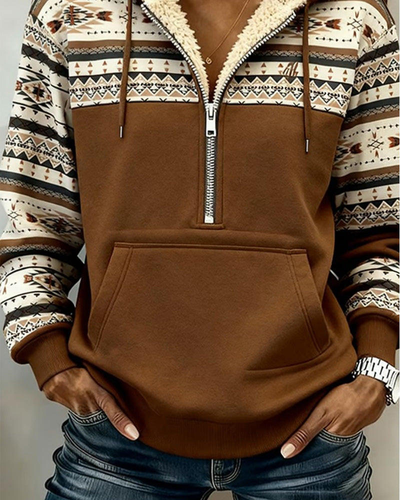 Hoodie Casual Met Capuchon Contrast