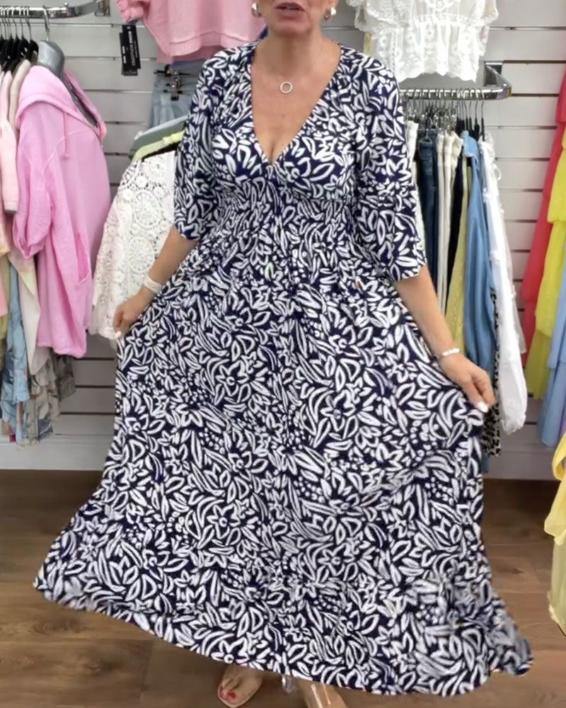 Jurk Abstract Print V-hals