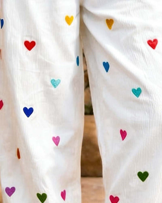 Broek Hart Elastische Taille Wijd Benen Kort