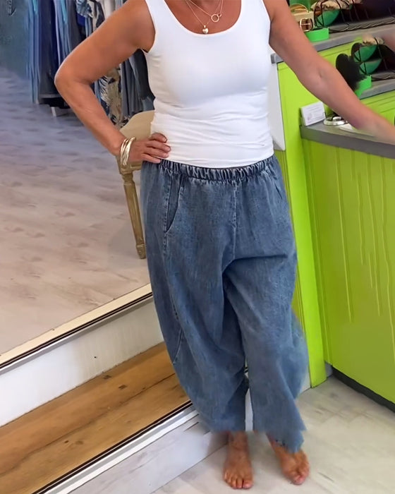 Casual Jeans Met Elastische Taille