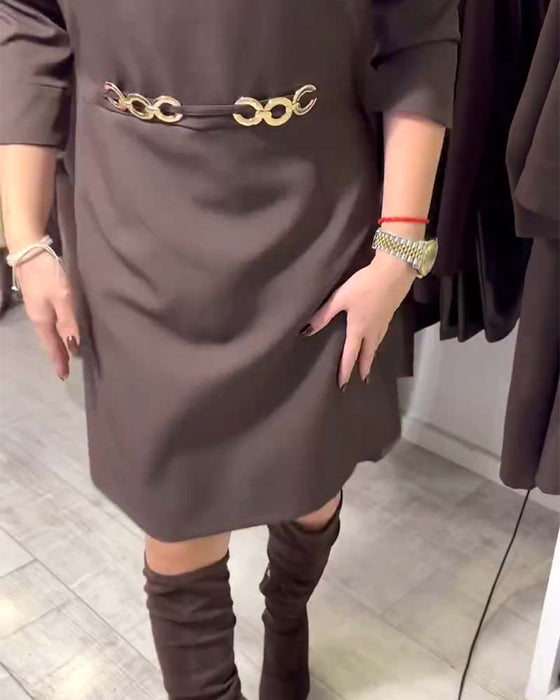 Jurk Elegant Staande Kraag Recht