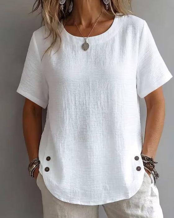 T-Shirt Ronde Hals Effen Eenvoudig 100% Katoen