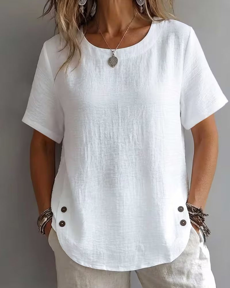 T-Shirt Ronde Hals Effen Eenvoudig 100% Katoen