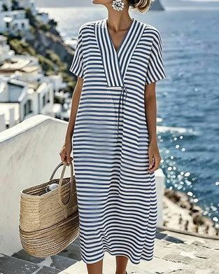 Casual Gestreepte Jurk V-Hals