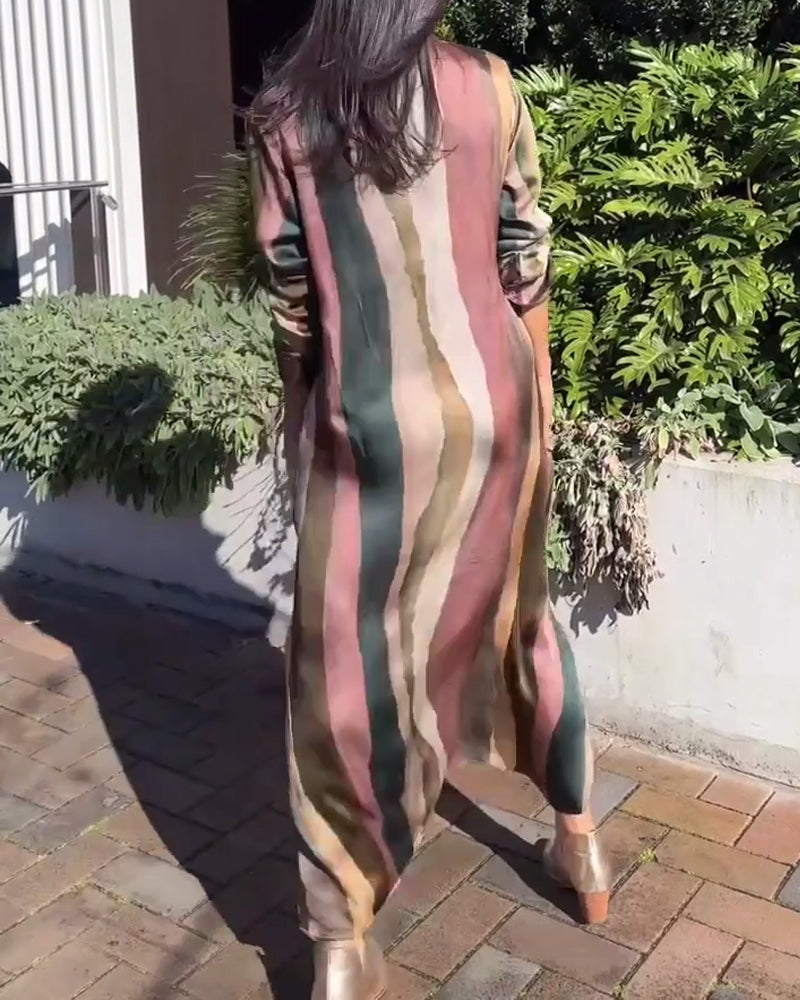 Casual jurk met reversstreep en knoopsluiting
