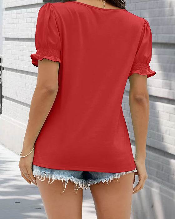 T-Shirt Effen Kleur Poefmouwen
