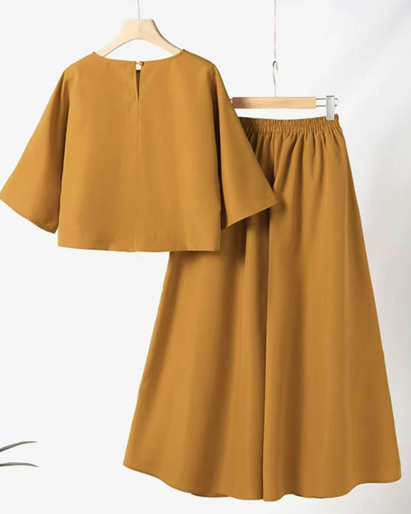Set Effen Driekwart Mouw Lange Broek Tweedelig