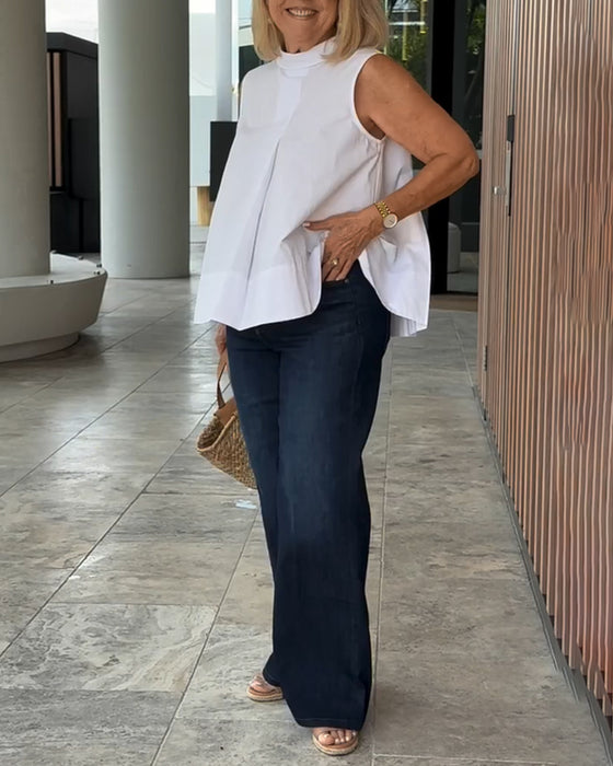 Blouse Mouwloos Effen Simpel