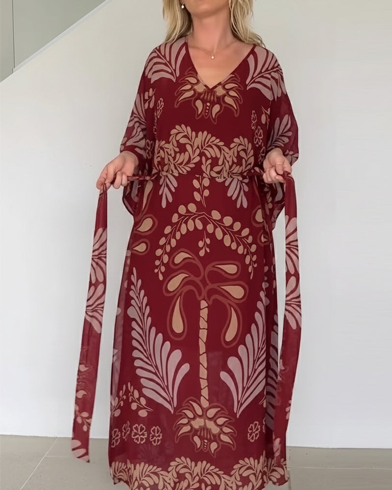 Jurk Bohemien V-hals Losvallend