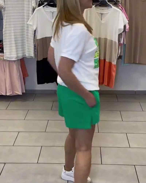 Set Casual Bedrukte Mid-Rise Shorts