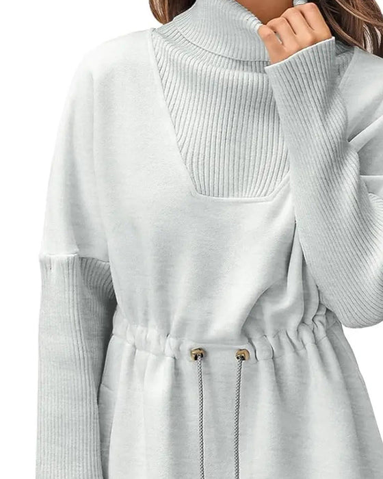 Sweatshirt Hoge Kraag Lange Mouw Taille Trekkoord