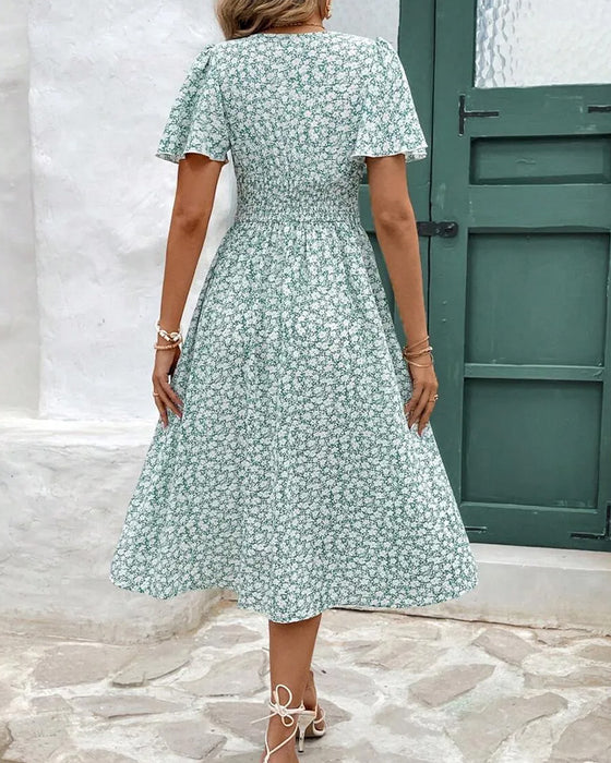 Jurk Bloemen V-Hals Taille