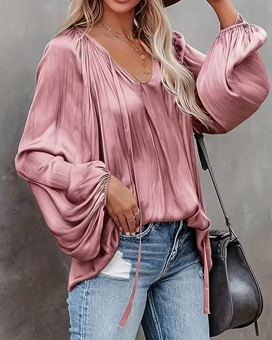 Blouse Vetersluiting Effen Kleur