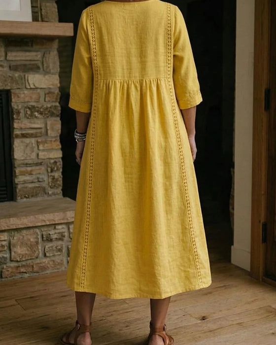 Jurk Hol Uit V-Hals Los