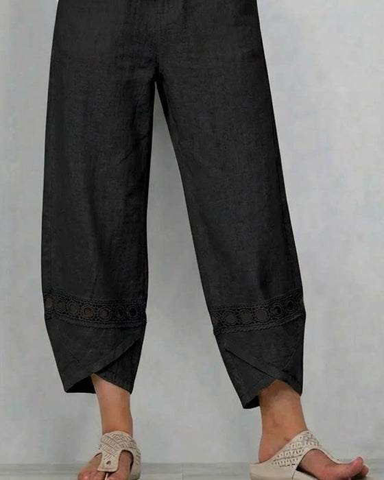 Broek Effen Opengewerkt Casual