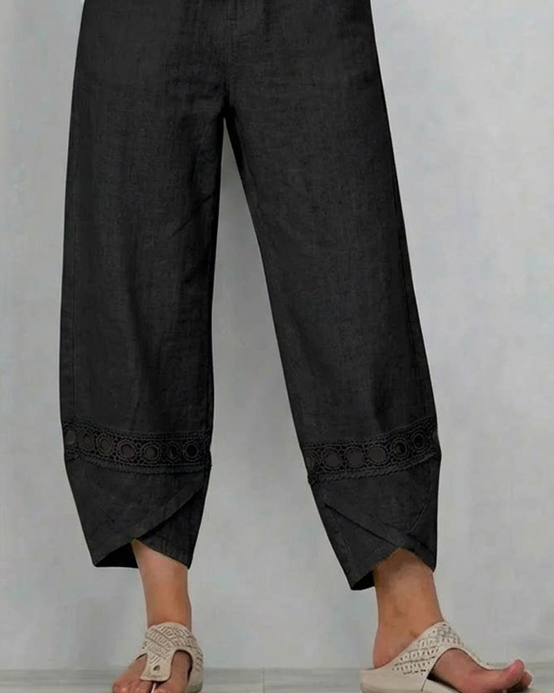 Broek Effen Opengewerkt Casual
