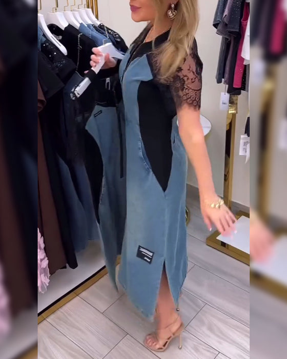 Jurk Met Kantmouwen En Modieus Design