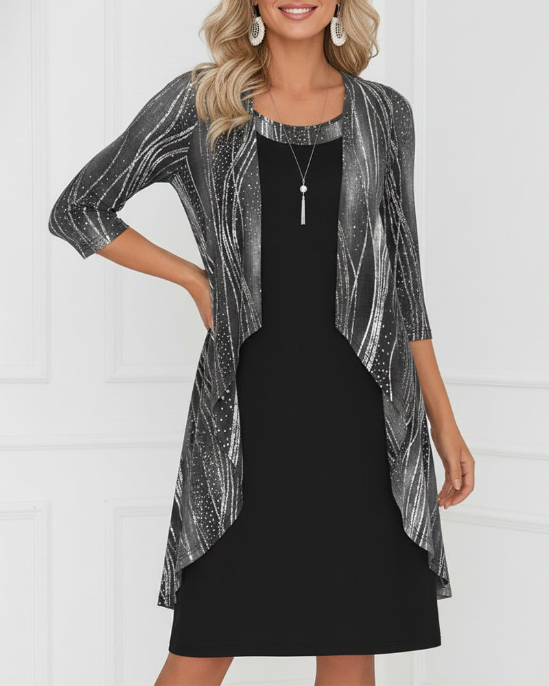 Jurk Nep Tweedelig Geometrische Print