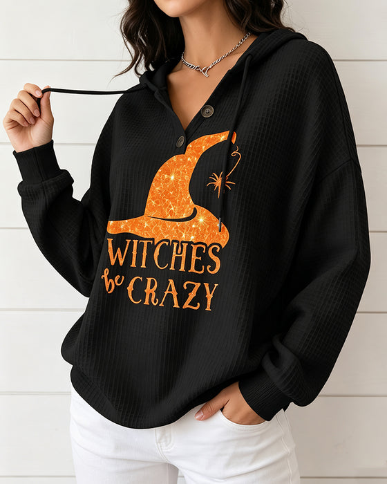V‑Hals Bedrukte Trekkoord Sweatshirt