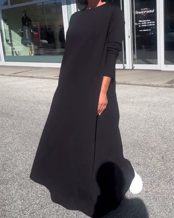 Jurk Wijd Lange Mouw Ronde Hals