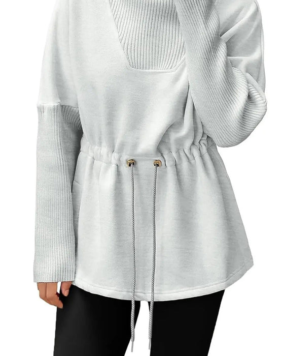 Sweatshirt Hoge Kraag Lange Mouw Taille Trekkoord
