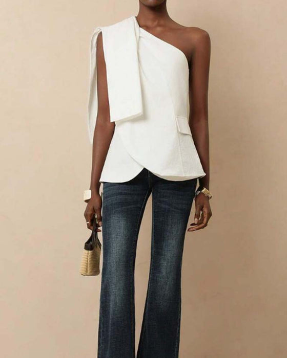 Blouse Off-Shoulder Kruis Strik Design
