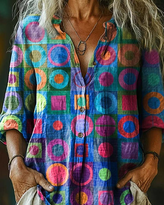 Blouse Kleurrijk Geometrische Print