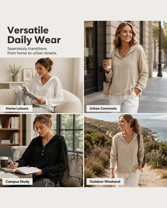 Top Effen Knoop Capuchon Langmouw