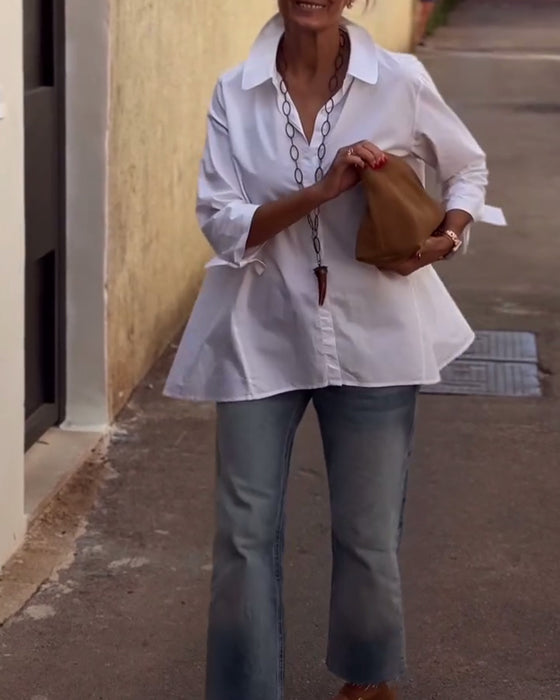 Casual Shirt Met Jasrevers En Lange Mouwen