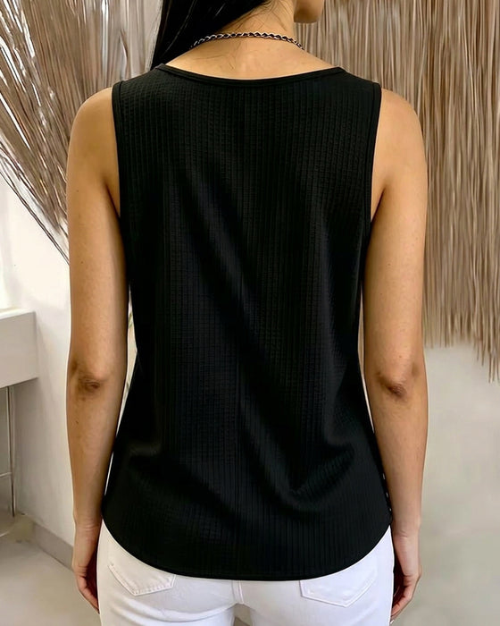 Tank Top Kant V-Hals Geribbeld