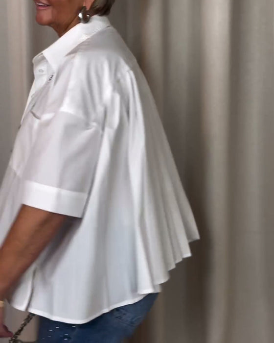 Gesmokte blouse met korte mouw