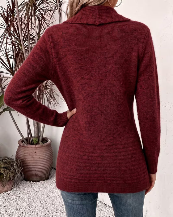 Cardigan Effen Kleur Knoop Versierd