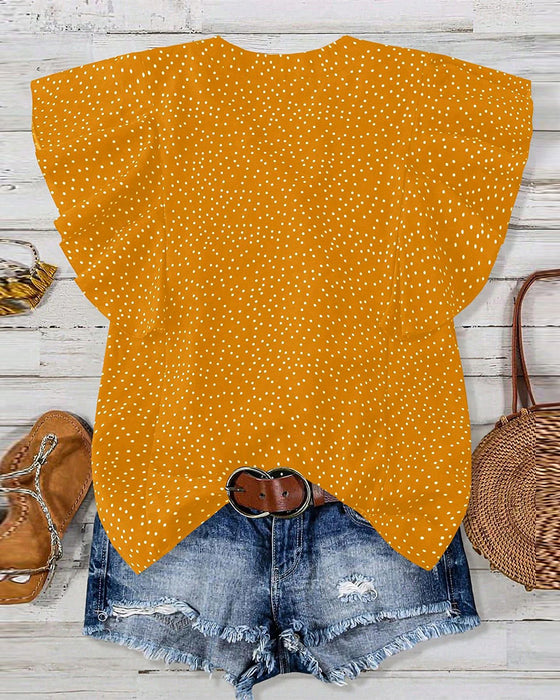 Blouse Ruchemouw V-Hals Polkadot