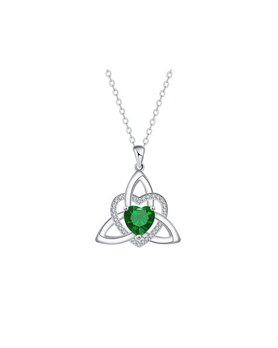 Geboortesteen Keltische Drie-eenheid Knoop Hart Ketting ✨ Hartvormige Keltische Drie-eenheid Knoop Geboortesteen Hanger