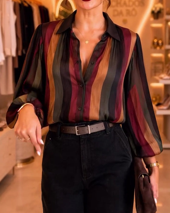 Blouse Retro Streep Pofmouw