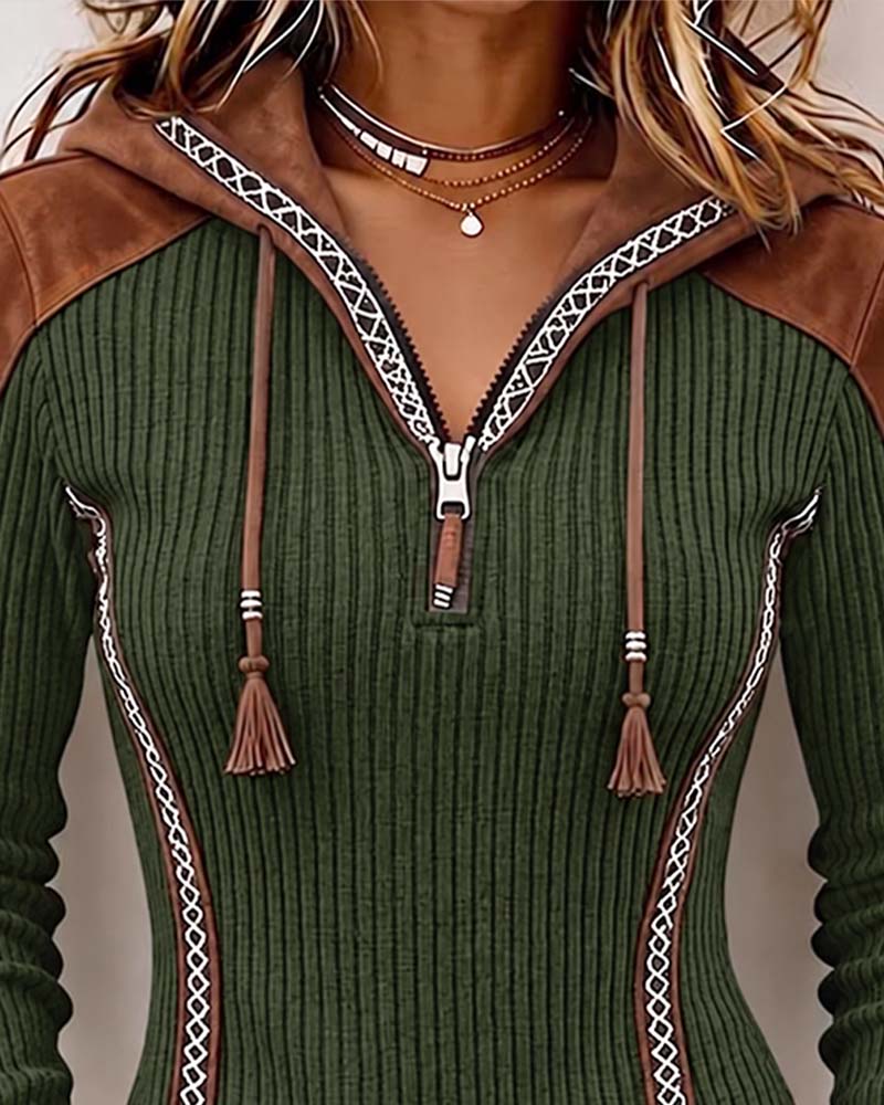 Top Capuchon Rits Casual