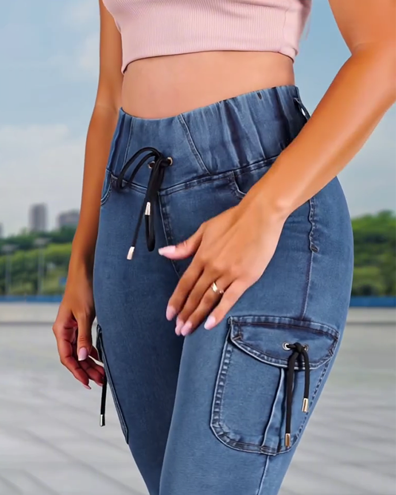 Jeans Trekkoord Zak Capri