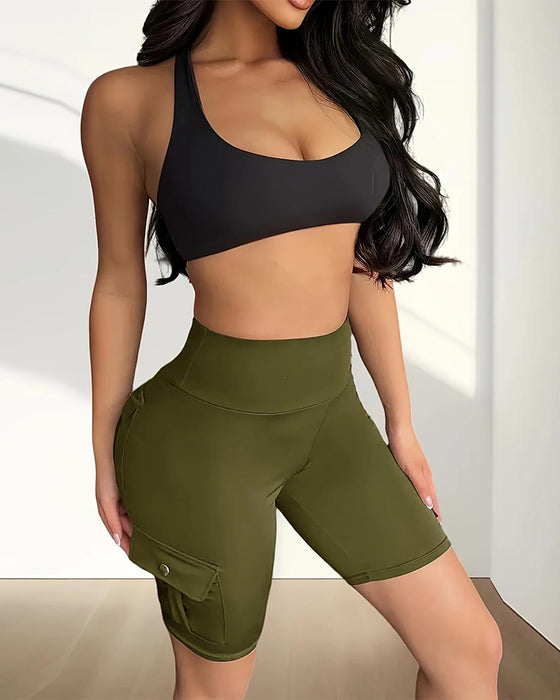Legging Enkele Gesp Effen Yoga